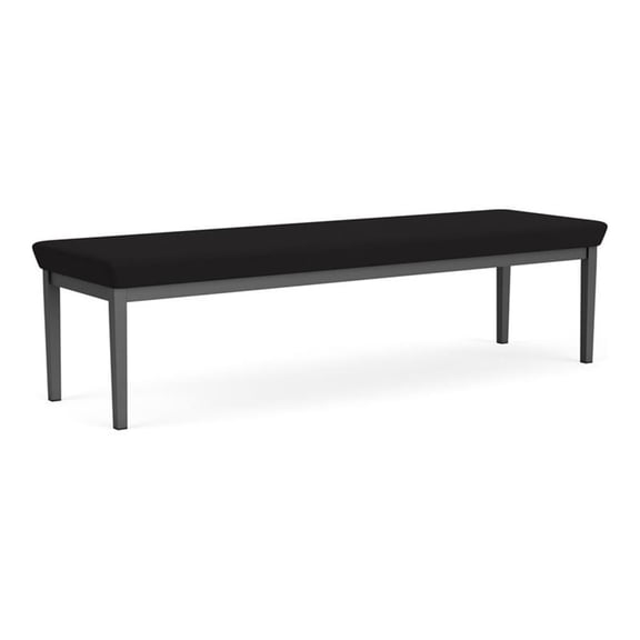 Lesro Lenox Steel Fabric 3-Seat Waiting Room Guest Bench in Charcoal/Open House Black