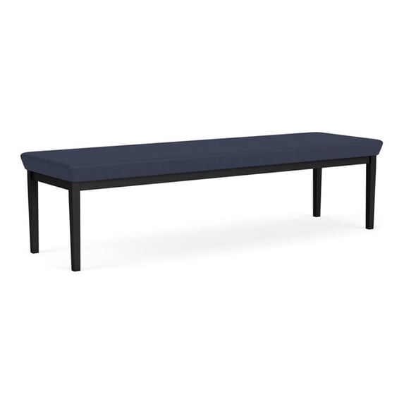 Lesro Lenox Steel Polyurethane 3-Seat Waiting Room Guest Bench in Black/Castillo Batik Blue