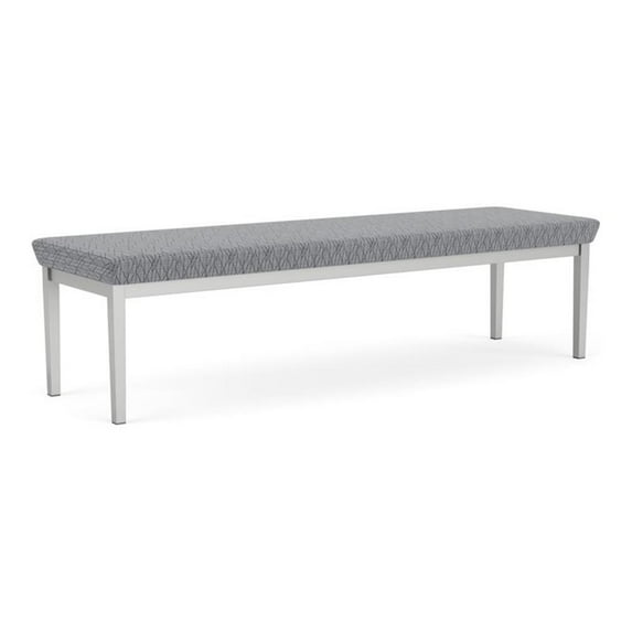 Lesro Lenox Steel Fabric 3-Seat Waiting Room Guest Bench in Silver/Adler Gray Flannel