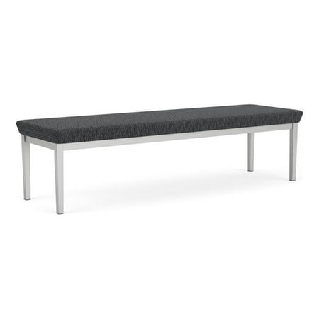 Lesro Lenox Steel Fabric 3-Seat Waiting Room Guest Bench in Silver/Adler Nocturnal Black