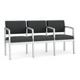thumbnail image 1 of Lesro Lenox Steel Fabric 3-Seat Waiting Room Guest Reception Chair in Silver/Adler Nocturnal, 1 of 5