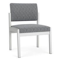 Lesro Lenox Steel Fabric Armless Waiting Room Guest Guest Chair in Silver/Adler Gray Flannel