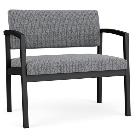 Lesro Lenox Steel Fabric Bariatric Waiting Room Guest Chair in Black/Adler Gray Flannel