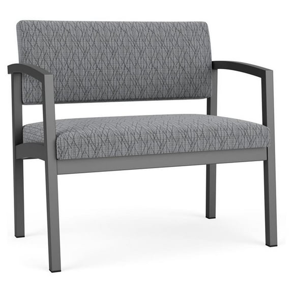 Lesro Lenox Steel Fabric Bariatric Waiting Room Guest Chair in Charcoal/Adler Gray Flannel