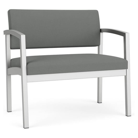 Lesro Lenox Steel Fabric Bariatric Waiting Room Guest Chair in Silver/Open House Asteroid Gray