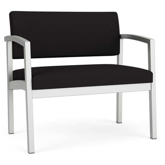 Lesro Lenox Steel Fabric Bariatric Waiting Room Guest Chair in Silver/Open House Black