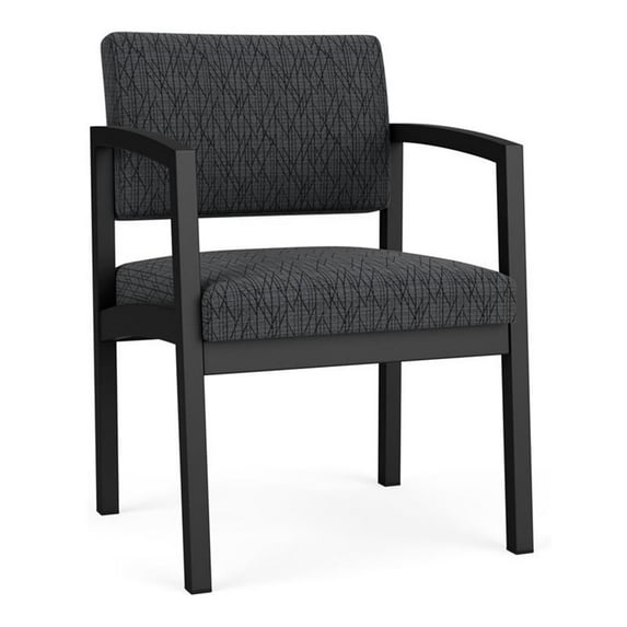 Lesro Lenox Steel Fabric Guest Waiting Room Chair in Black/Adler Nocturnal