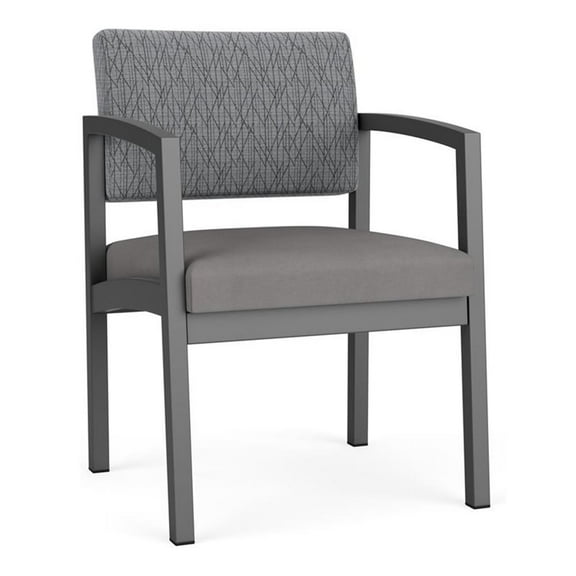 Lesro Lenox Steel Fabric Guest Waiting Room Guest Chair in Charcoal/Gray Flannel/Castillo Metal