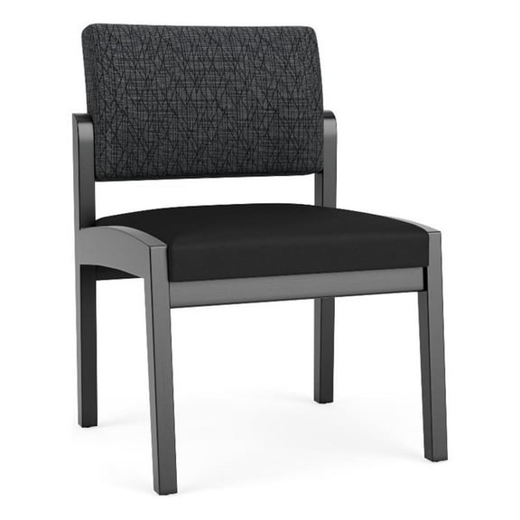 Lenox Wood Reception Armless Guest Chair / Black Wood / Dark Gray / Black