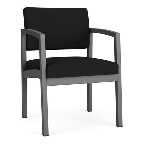 Lesro Lenox Steel Fabric Guest Waiting Room Guest Chair in Charcoal/Open House Black