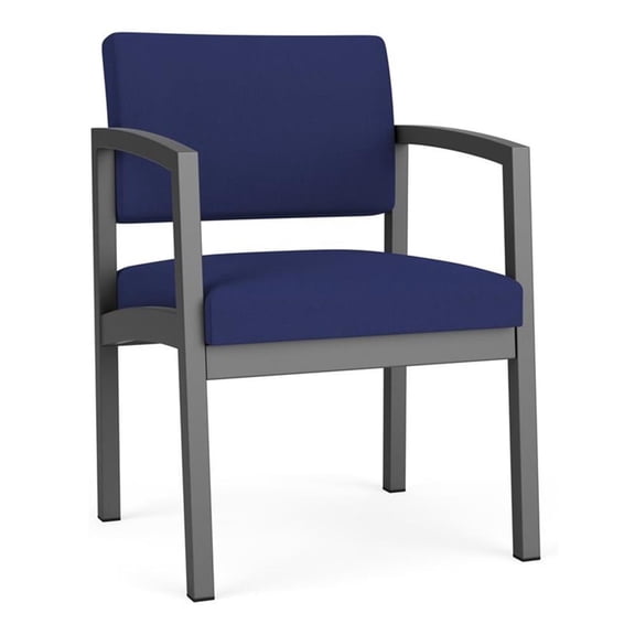 Lesro Lenox Steel Fabric Guest Waiting Room Guest Chair in Charcoal/Open House Cobalt Blue