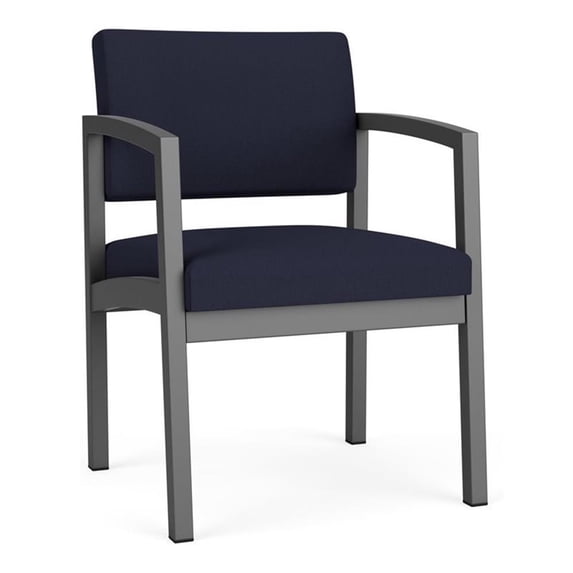 Lesro Lenox Steel Fabric Guest Waiting Room Guest Chair in Charcoal/Open House Navy