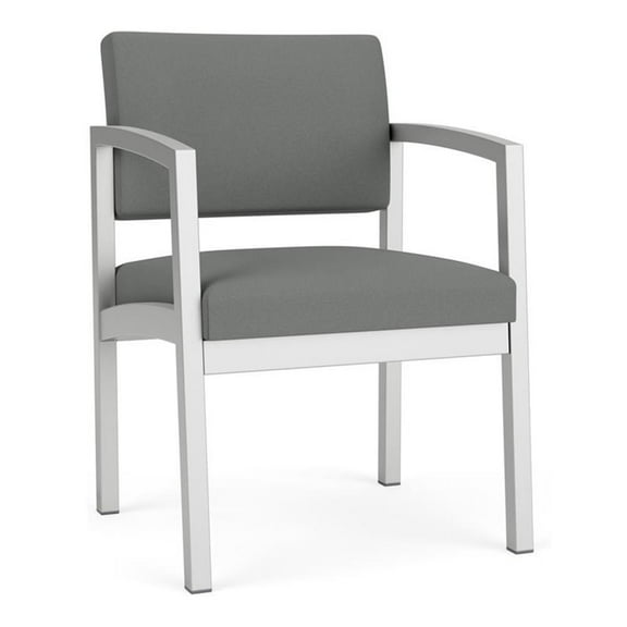 Lesro Lenox Steel Fabric Guest Waiting Room Guest Chair in Silver/Open House Asteroid Gray