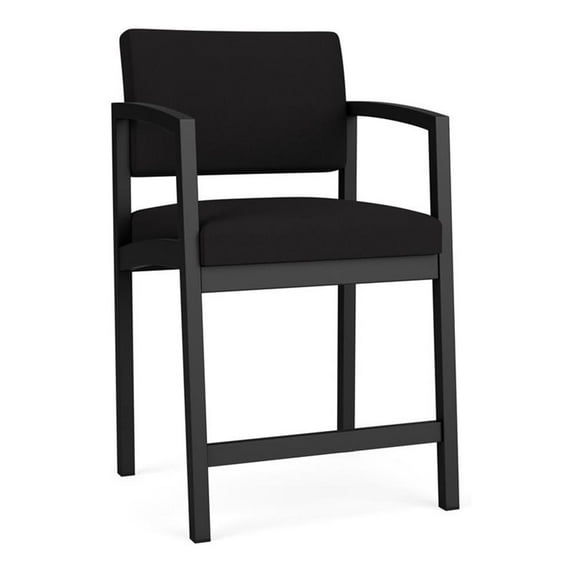 Lesro Lenox Steel Fabric Hip Waiting Room Guest Chair in Black/Open House Black