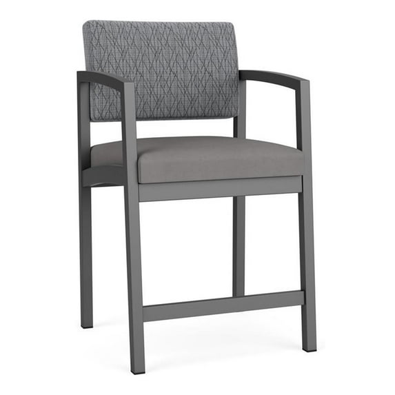 Lesro Lenox Steel Fabric Hip Waiting Room Guest Chair in Charcoal/Gray Flannel/Castillo Metal