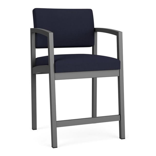 Lesro Lenox Steel Fabric Hip Waiting Room Guest Chair in Charcoal/Open House Navy
