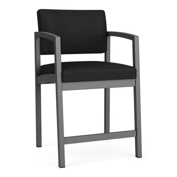 Lesro Lenox Steel Polyurethane Hip Waiting Room Guest Chair in Charcoal/Castillo Black