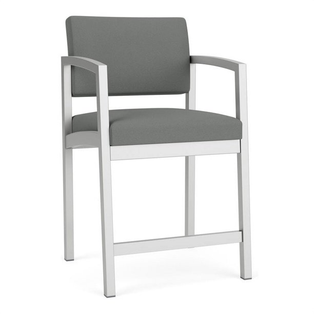 Lesro Lenox Steel Fabric Hip Waiting Room Guest Chair in Silver/Open