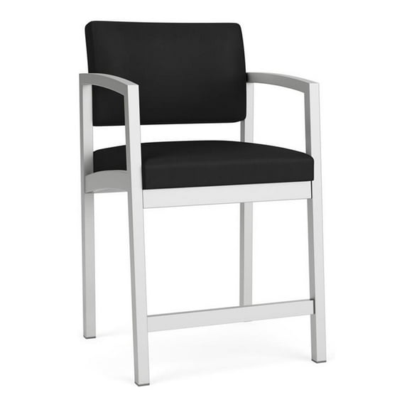 Lesro Lenox Steel Polyurethane Hip Waiting Room Guest Chair in Silver/Castillo Black