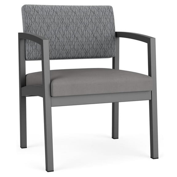 Lesro Lenox Steel Fabric Oversize Waiting Room Guest Chair in Charcoal/Gray/Castillo Metal