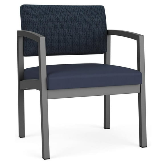 Lesro Lenox Steel Fabric Oversize Waiting Room Guest Chair in Charcoal/Midnight Sky/Blue