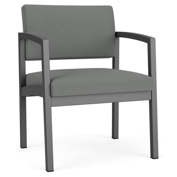 Lesro Lenox Steel Fabric Oversize Waiting Room Guest Chair in Charcoal/Open House Asteroid