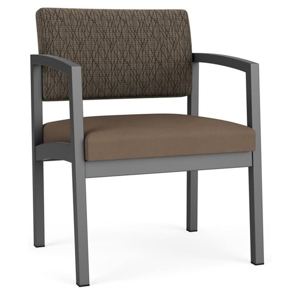 Lesro Lenox Steel Fabric Oversize Waiting Room Guest Chair in Charcoal/Peppercorn/Brown