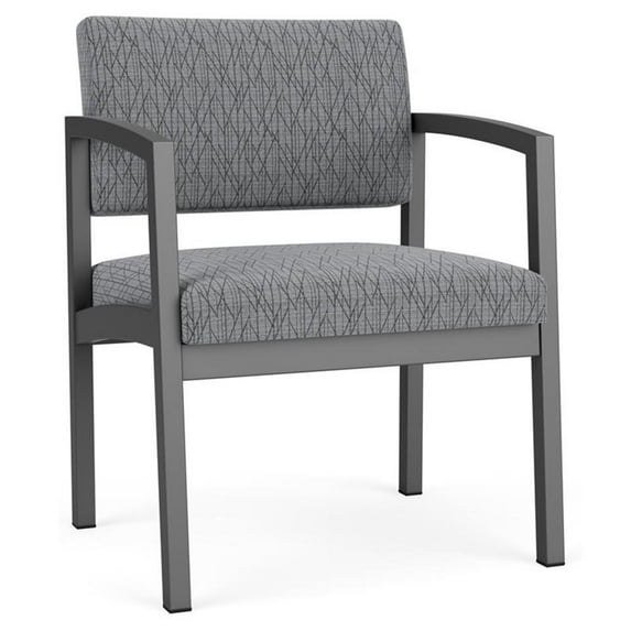 Lesro Lenox Steel Fabric Oversize Waiting Room Guest Guest Chair in Charcoal/Adler Gray Flannel