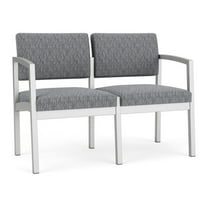 Lesro Lenox Steel Fabric Reception Waiting Room Guest Loveseat in Silver/Adler Gray Flannel