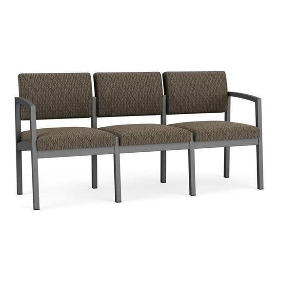 Lesro Lenox Steel Modern Fabric Waiting Room Guest Sofa in Charcoal/Adler Peppercorn Brown