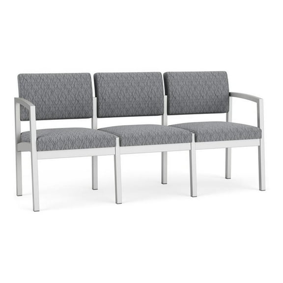 Lesro Lenox Steel Modern Fabric Waiting Room Guest Sofa in Silver/Adler Gray Flannel