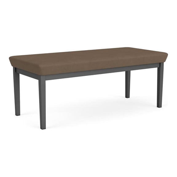Lesro Lenox Steel Polyurethane 2-Seat Waiting Room Guest Bench in Charcoal/Castillo Quarry Brown