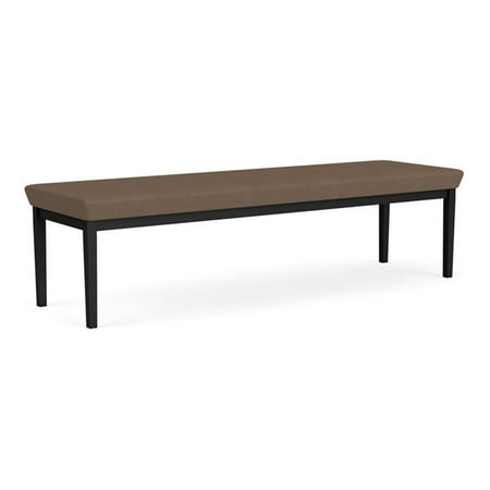 Lesro Lenox Steel Polyurethane 3-Seat Waiting Room Guest Bench in Black/Castillo Quarry Brown