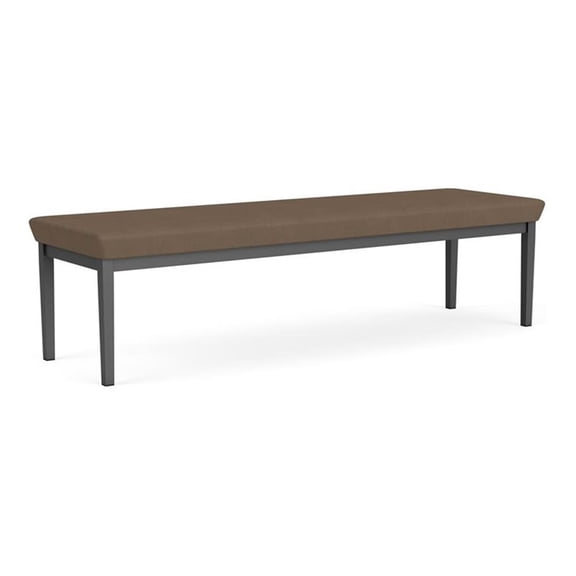 Lesro Lenox Steel Polyurethane 3-Seat Waiting Room Guest Bench in Charcoal/Castillo Quarry Brown