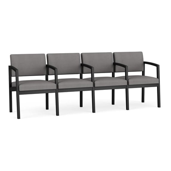 Lesro Lenox Steel Polyurethane 4-Seat Waiting Room Guest Reception Chair in Black/Castillo Metal