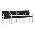 thumbnail image 1 of Lesro Lenox Steel Polyurethane 4-Seat Waiting Room Guest Reception Chair in Silver/Castillo Black, 1 of 5