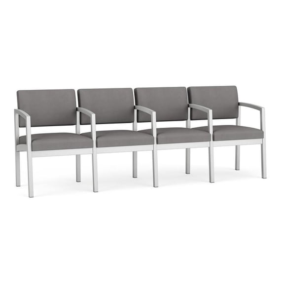 Lesro Lenox Steel Polyurethane 4-Seat Waiting Room Guest Reception Chair in Silver/Castillo Metal