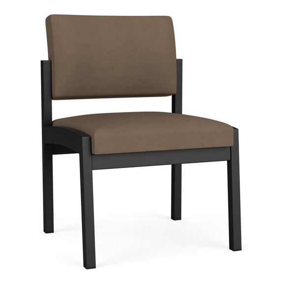 Lesro Lenox Steel Polyurethane Armless Waiting Room Guest Chair in Black/Castillo Quarry