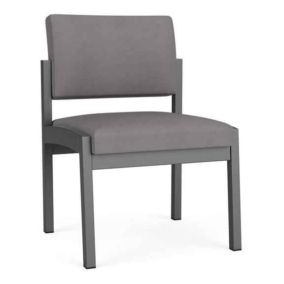 Lesro Lenox Steel Polyurethane Armless Waiting Room Guest Chair in Charcoal/Castillo Metal