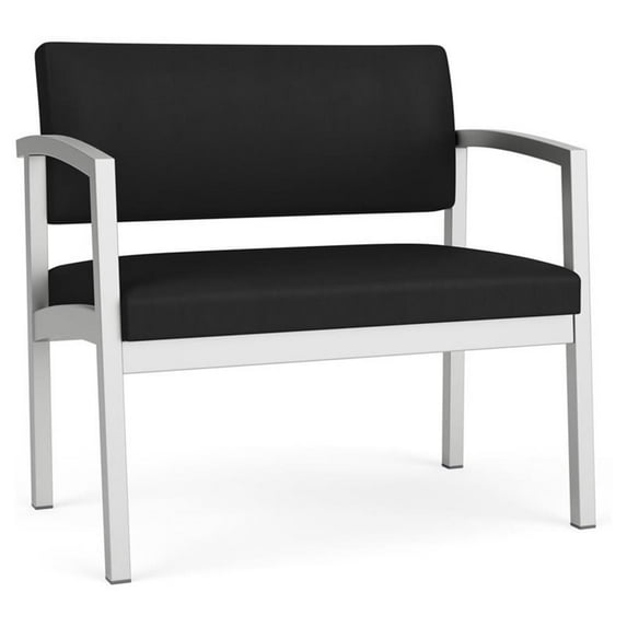 Lesro Lenox Steel Polyurethane Bariatric Waiting Room Guest Chair in Silver/Castillo Black