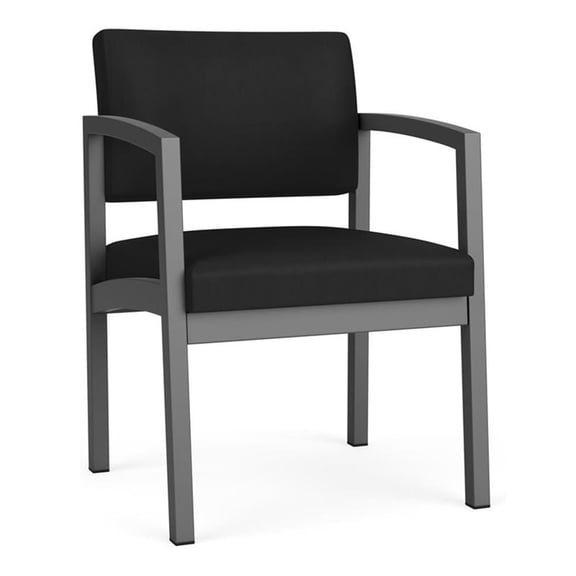 Lesro Lenox Steel Polyurethane Guest Waiting Room Guest Chair in Charcoal/Castillo Black