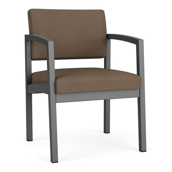 Lesro Lenox Steel Polyurethane Guest Waiting Room Guest Chair in Charcoal/Castillo Quarry Brown