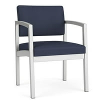 Lesro Lenox Steel Polyurethane Guest Waiting Room Guest Chair in Silver/Castillo Batik Blue