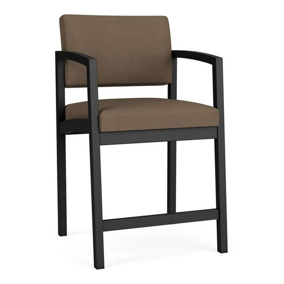 Lesro Lenox Steel Polyurethane Hip Waiting Room Guest Chair in Black/Castillo Quarry Brown