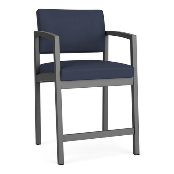 Lesro Lenox Steel Polyurethane Hip Waiting Room Guest Chair in Charcoal/Castillo Batik Blue