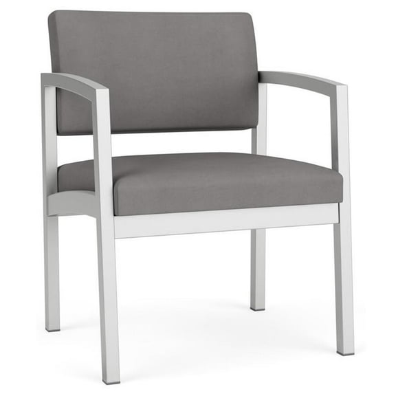 Lesro Lenox Steel Polyurethane Oversize Waiting Room Guest Chair in Silver/Castillo Metal