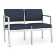 thumbnail image 1 of Lesro Lenox Steel Polyurethane Reception Waiting Room Guest Loveseat in Silver/Castillo Batik Blue, 1 of 5