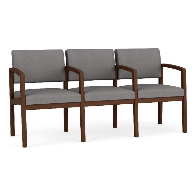 Lesro Lenox Wood 3 Seat Polyurethane Reception Tandem Seating in Gray Walnut