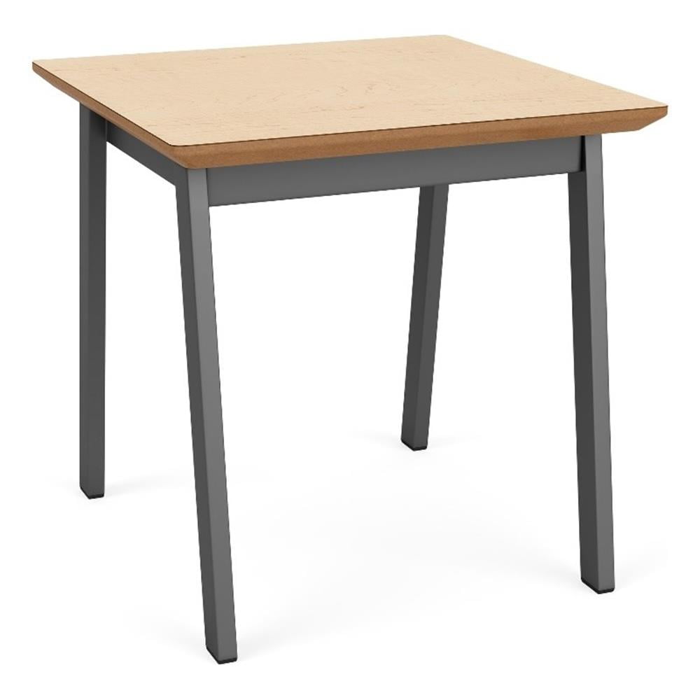 Newport Square Maple Wood End Table with Charcoal Metal Frame