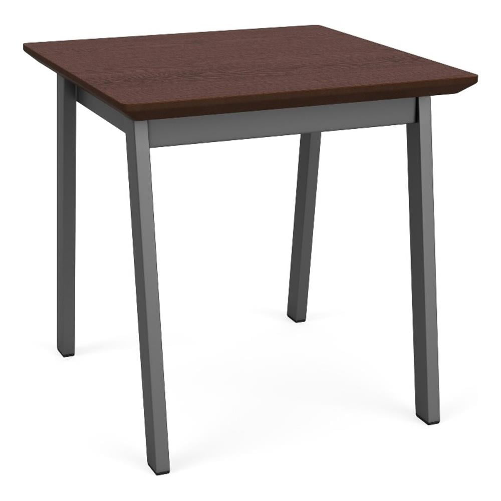 Newport Charcoal Steel Frame Square End Table with Walnut Laminate Top